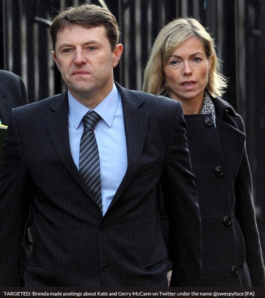 TARGETED: Brenda made postings about Kate and Gerry McCann on Twitter under the name @sweepyface [PA] 