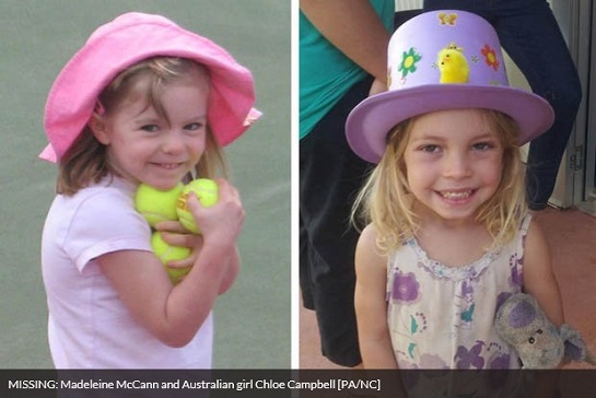 MISSING: Madeleine McCann and Australian girl Chloe Campbell [PA/NC]