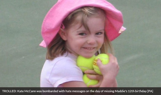 TROLLED: Kate McCann was bombarded with hate messages on the day of missing Maddie's 12th birthday [PA]
