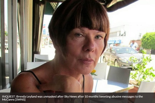 INQUEST: Brenda Leyland was unmasked after Sky News after 10 months tweeting abusive messages to the McCanns [SWNS]