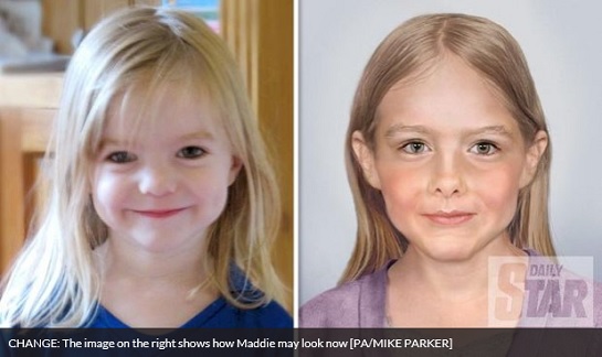 CHANGE: The image on the right shows how Maddie may look now [PA/MIKE PARKER]