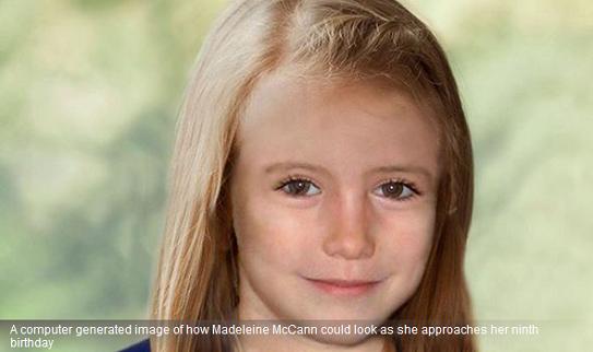 A computer generated image of how Madeleine McCann could look as she approaches her ninth birthday