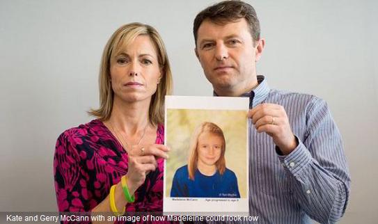 Kate and Gerry McCann with an image of how Madeleine could look now
