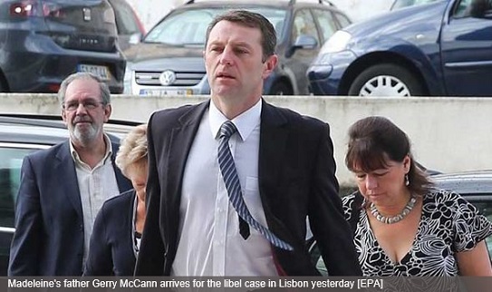 Madeleine's father Gerry McCann arrives for the libel case in Lisbon yesterday [EPA]