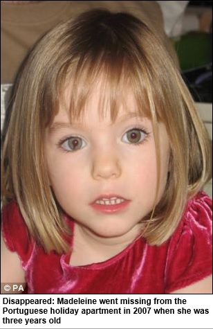 Disappeared: Madeleine went missing from the Portuguese holiday apartment in 2007 when she was three years old