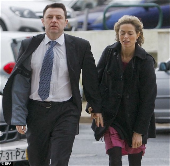 Together: British couple Gerry and Kate McCann arrive at a Lisbon courthouse in 2010 where the case against the former policeman was heard