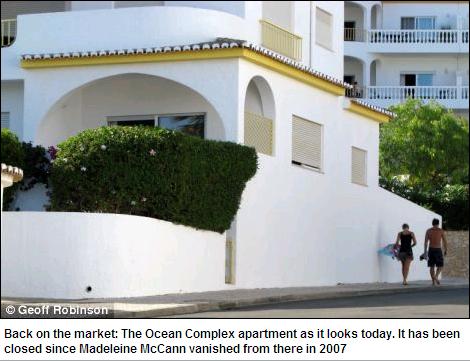 Back on the market: The Ocean Complex apartment as it looks today. It has been closed since Madeleine McCann vanished from there in 2007