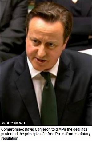 Compromise: David Cameron told MPs the deal has protected the principle of a free Press from statutory regulation