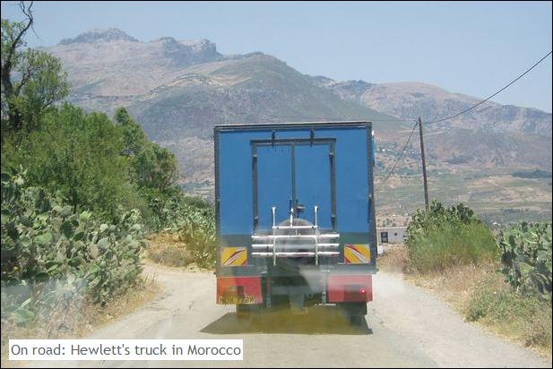 On road: Hewlett's truck in Morocco