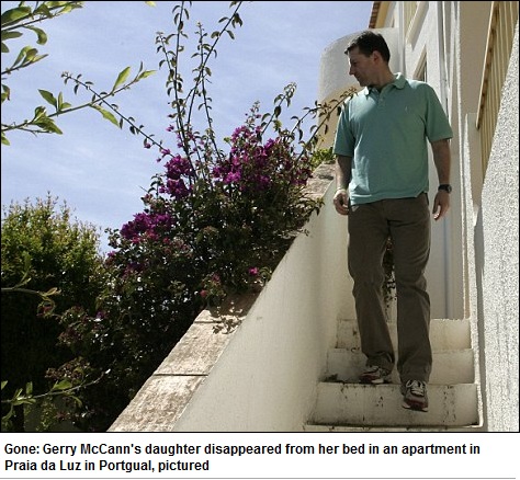 Gone: Gerry McCann's daughter disappeared from her bed in an apartment in Praia da Luz in Portgual, pictured
