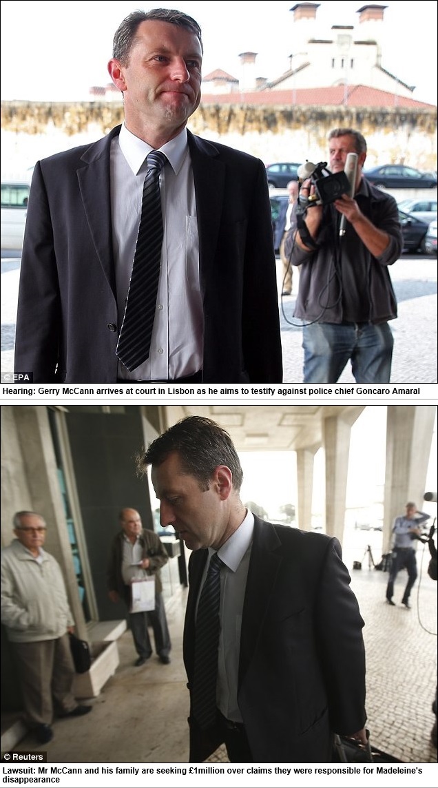 Hearing: Gerry McCann arrives at court in Lisbon as he aims to testify against police chief Goncaro Amaral