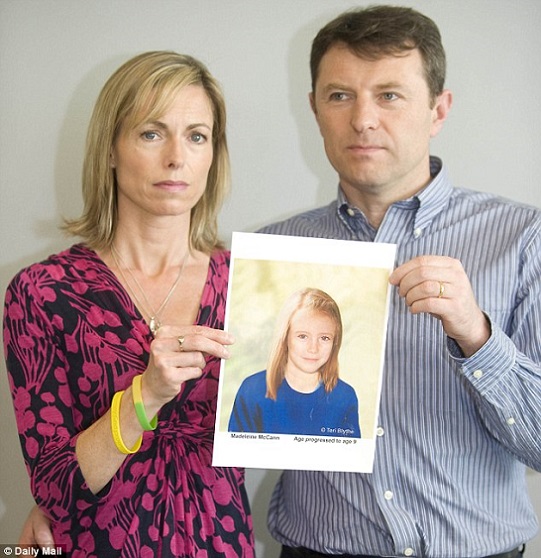 Details of the new theory emerged as Kate and Gerry McCann (pictured at a previous TV appeal) prepare to make a 'significant' new TV appeal in light of 'fresh, substantive' material unearthed as part of the Met's review