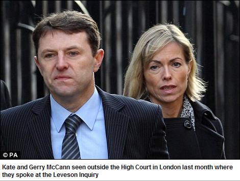 Kate and Gerry McCann seen outside the High Court in London last month where they spoke at the Leveson Inquiry