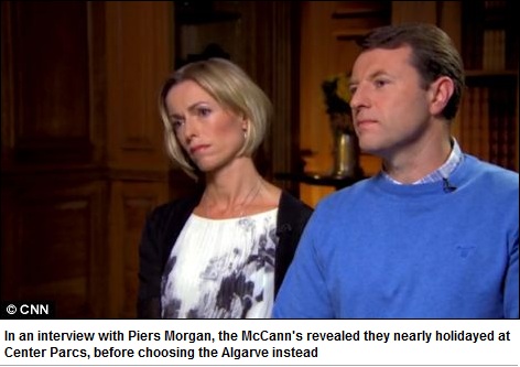 In an interview with Piers Morgan, the McCann's revealed they nearly holidayed at Center Parcs, before choosing the Algarve instead