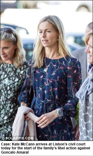 Case: Kate McCann arrives at Lisbon's civil court today for the start of the family's libel action against Goncalo Amaral