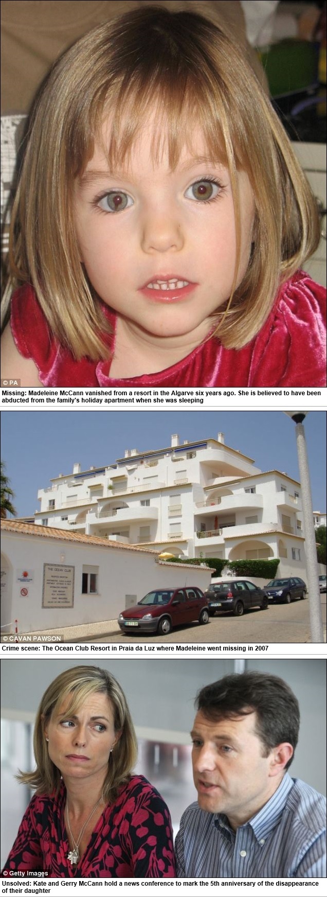 Missing: Madeleine McCann vanished from a resort in the Algarve six years ago. She is believed to have been abducted from the family's holiday apartment when she was sleeping