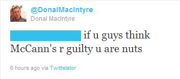 Donal MacIntyre: Twitter Comment, 10 February 2012