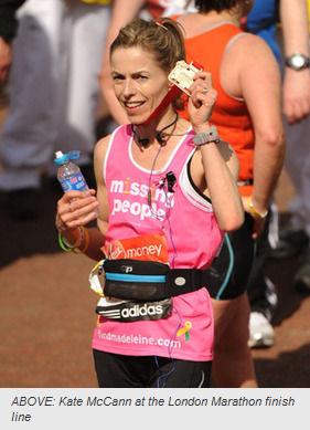 ABOVE: Kate McCann at the London Marathon finish line