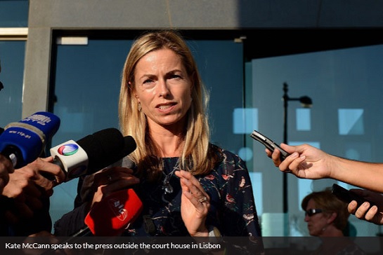 Kate McCann speaks to the press outside the court house in Lisbon