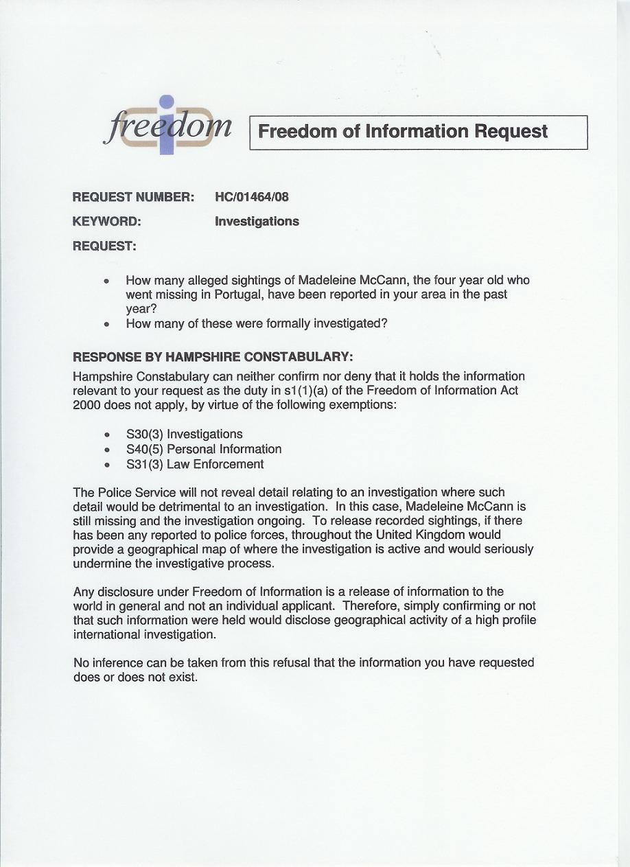 Freedom Of Information Request