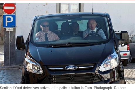 Scotland Yard detectives arrive at the police station in Faro. Photograph: Reuters