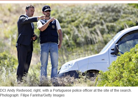 DCI Andy Redwood, right, with a Portuguese police officer at the site of the search. Photograph: Filipe Farinha/Getty Images
