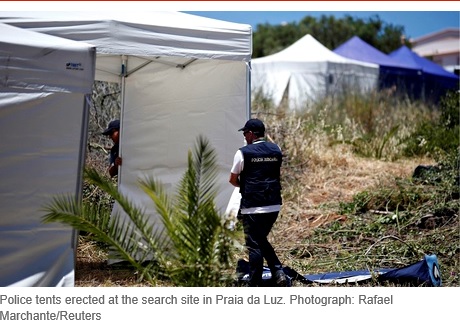 Police tents erected at the search site in Praia da Luz. Photograph: Rafael Marchante/Reuters