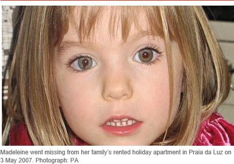 Madeleine went missing from her family's rented holiday apartment in Praia da Luz on 3 May 2007. Photograph: PA