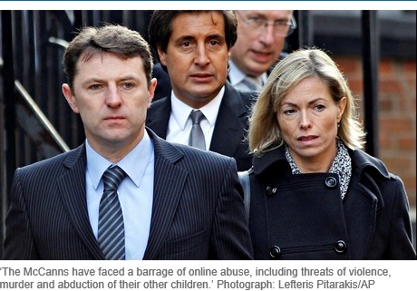 'The McCanns have faced a barrage of online abuse, including threats of violence, murder and abduction of their other children.' Photograph: Lefteris Pitarakis/AP