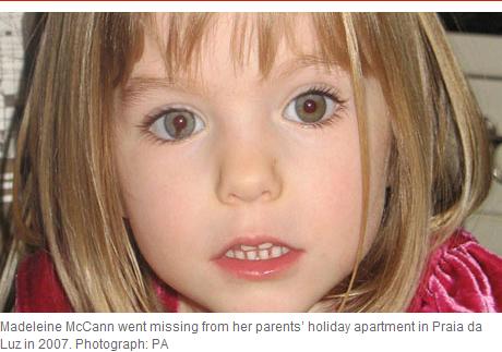 Madeleine McCann went missing from her parents holiday apartment in Praia da Luz in 2007. Photograph: PA