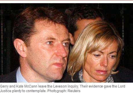 Gerry and Kate McCann leave the Leveson inquiry. Their evidence gave the Lord Justice plenty to contemplate.