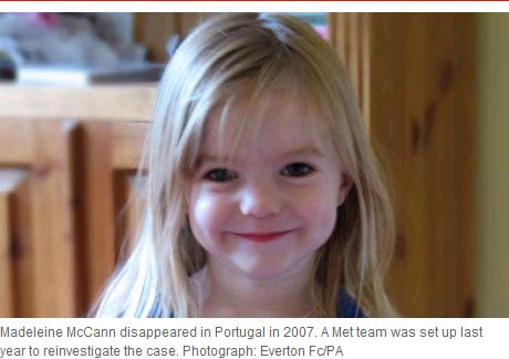 Madeleine McCann disappeared in Portugal in 2007. A Met team was set up last year to reinvestigate the case. Photograph: Everton Fc/PA