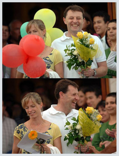 The McCanns leave church on Madeleine's fourth birthday, 12 May 2007