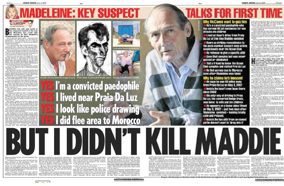 Sunday Mirror, double-page spread, 14 June 2009