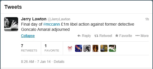 Jerry Lawton tweet, 07 January 2014