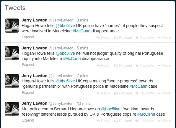 Jerry Lawton tweets, 20 February 2014