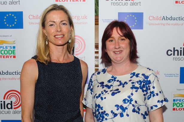 Kate McCann and Coral Jones at the launch of the new Child Rescue Alert system