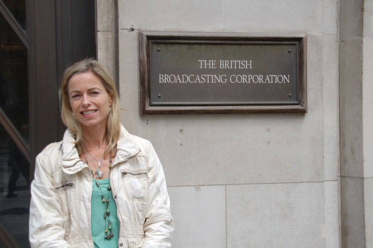 Kate McCann at the BBC to record the Missing People appeal, July 2013