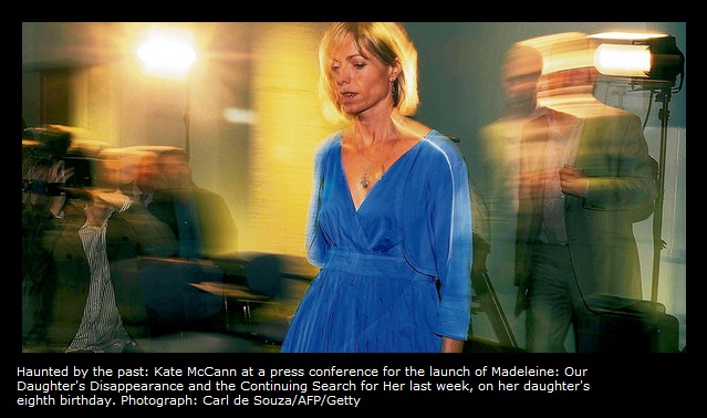 Haunted by the past: Kate McCann at a press conference for the launch of Madeleine: Our Daughter's Disappearance and the Continuing Search for Her last week, on her daughter's eighth birthday.