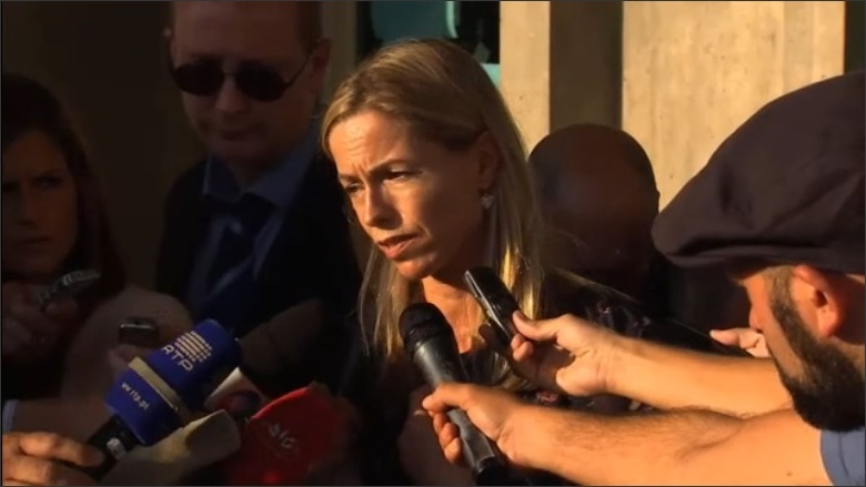 Kate McCann speaks to the press outside the court house in Lisbon, 12 September 2013