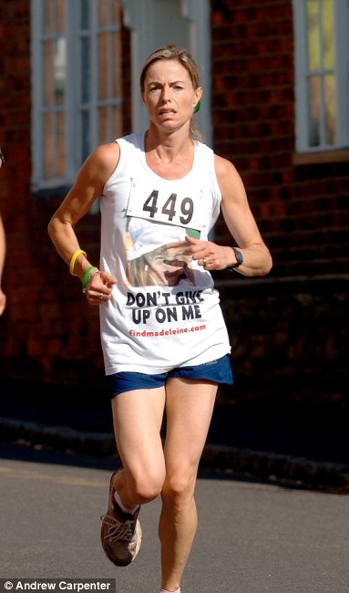 Never giving up: Kate McCann takes part in the Great Kibworth Run in Leicestershire to raise awareness for her missing daughter Madeleine