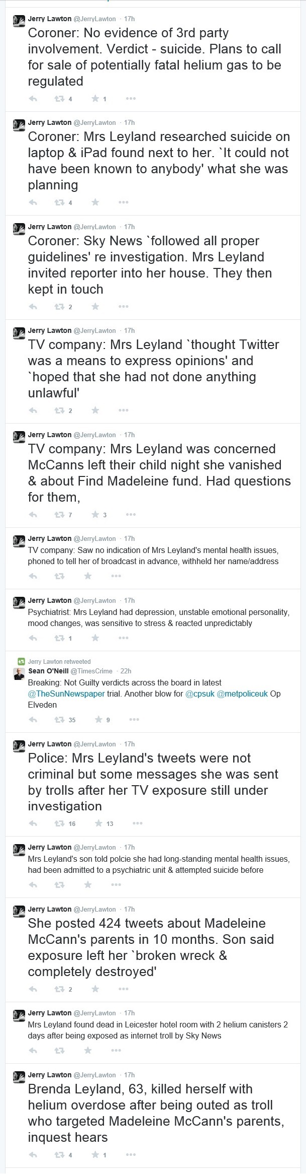 Jerry Lawton tweets, 20 March 2015