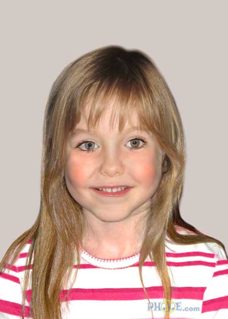 Computer-generated picture of Madeleine, aged 6 years-old
