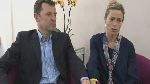 Kate and Gerry McCann speak to reporters on the south bank in central London