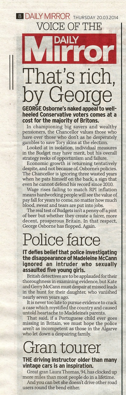 Voice of the Daily Mirror Daily Mirror (paper edition, page 8)