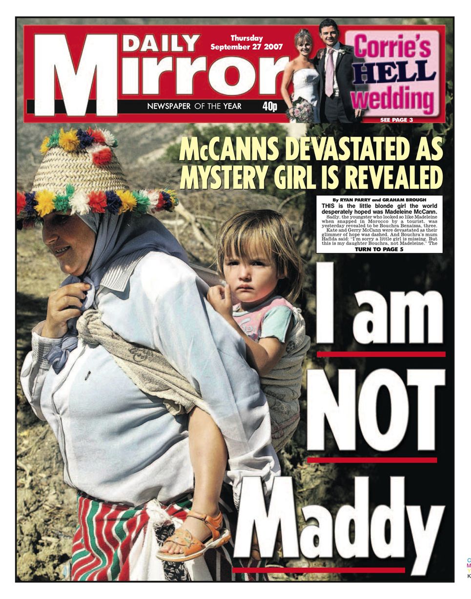 27th September 2007: The McCanns' hopes are dashed as a possible sighting of their daughter in Morocco is proved to be a little girl called Bouchra Benaissa.