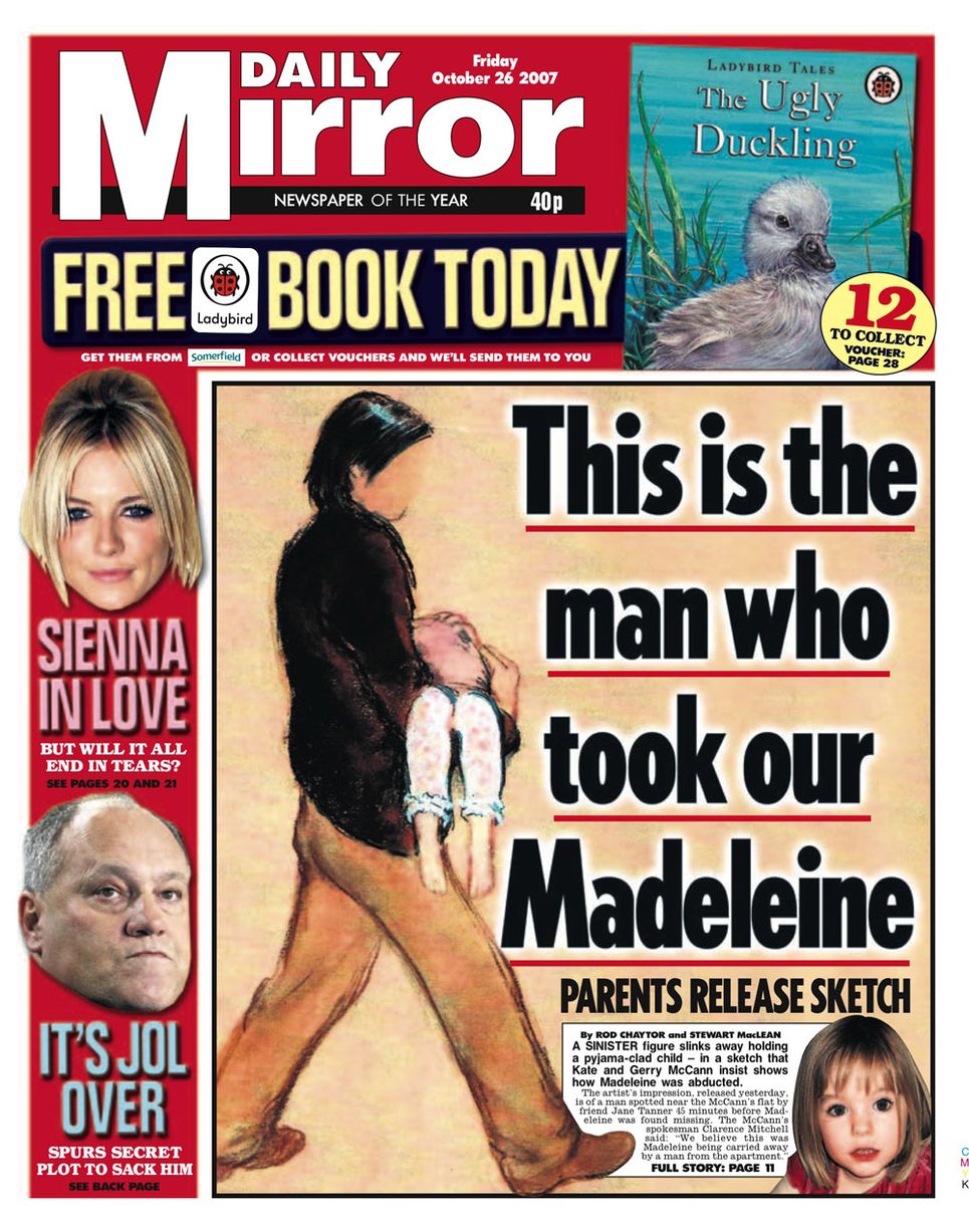 26th October 2007: An artist's impression shows the man seen carrying a child away from near to the McCanns' holiday apartment.