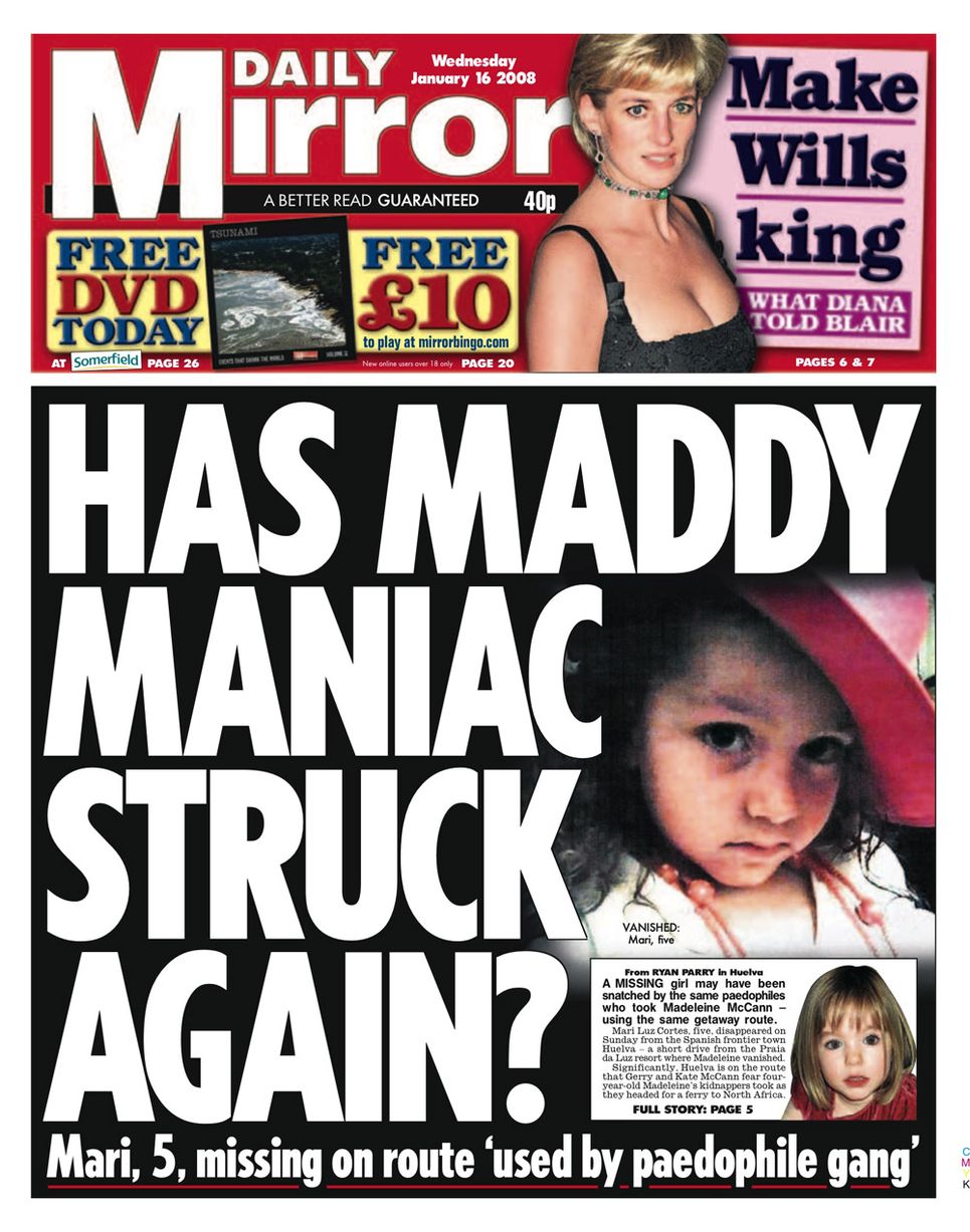 16th January 2008: Fears Madeleine's abductor has struck again as five-year-old Mari Luz Cortes disappears near to Praia da Luz.