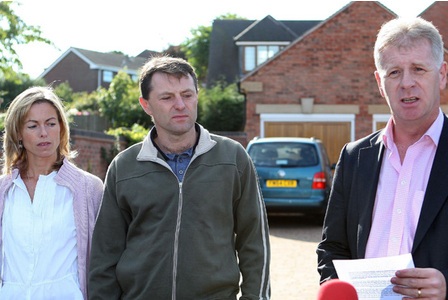 Clarence Mitchell, right, with Kate and Gerry McCann.