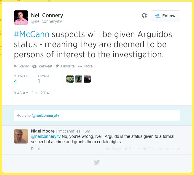 #McCann suspects will be given Arguidos status - meaning they are deemed to be persons of interest to the investigation.